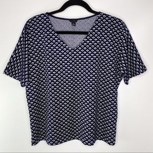 Ann Taylor Blue Deco Dolman Tee